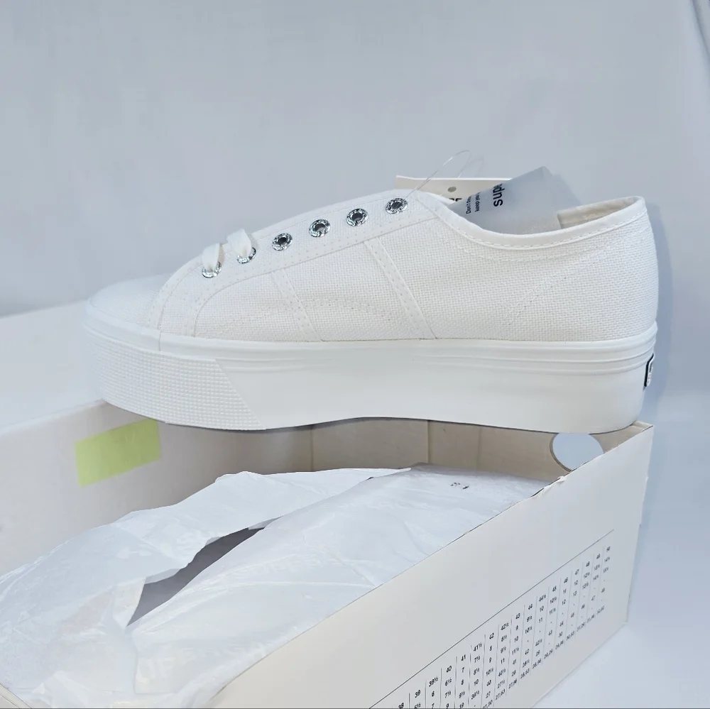 Superga | 2790 Cotw Platform Cotton Canvas Sneakers In True White Size EU42 NWB!